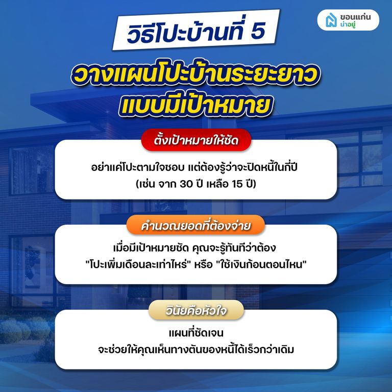 วิธีโปะบ้านที่ 5 วางแผนโปะบ้านระยะยาวแบบมีเป้าหมาย