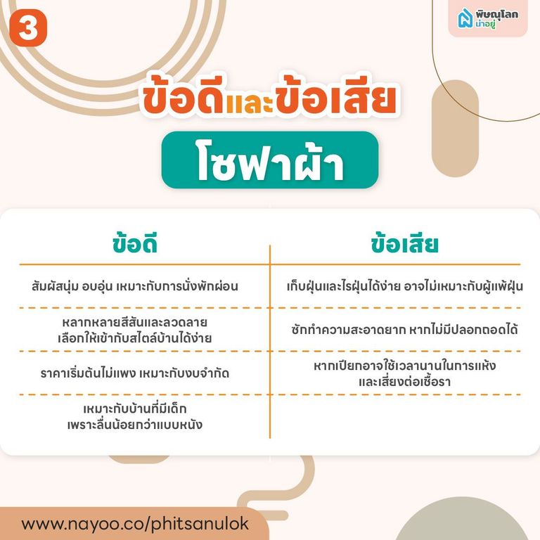 ข้อดีและข้อเสียของโซฟาแบบผ้า