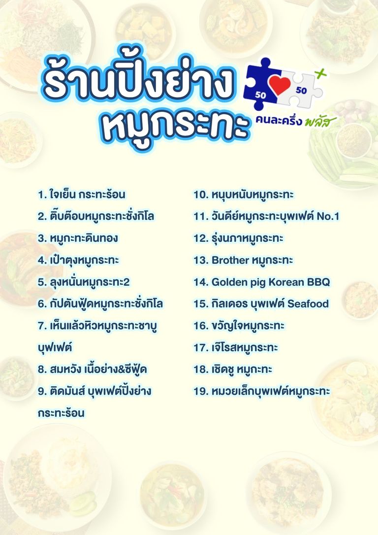 ร้านค้าคนละครึ่ง พิษณุโลก หมวดร้านปิ้งย่าง หมูกระทะ