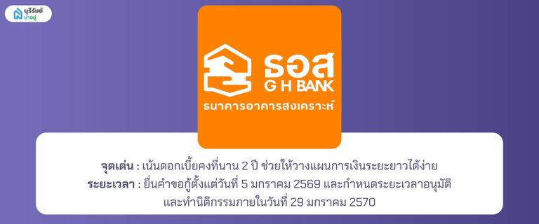 ปรโมชั่นสินเชื่อบ้านเพื่ออาชีพอิสระ ธนาคารอาคารสงเคราะห์ (GH Bank)