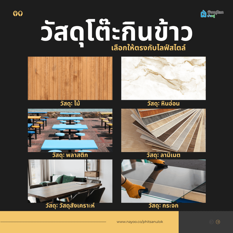 วัสดุโต๊ะกินข้าว